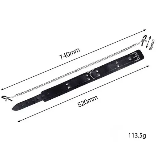 Чокер з кліпсами для сосків I’MCUM Seduce із ланцюжками Екошкіра Чорний (IM-SM220) - фото 7