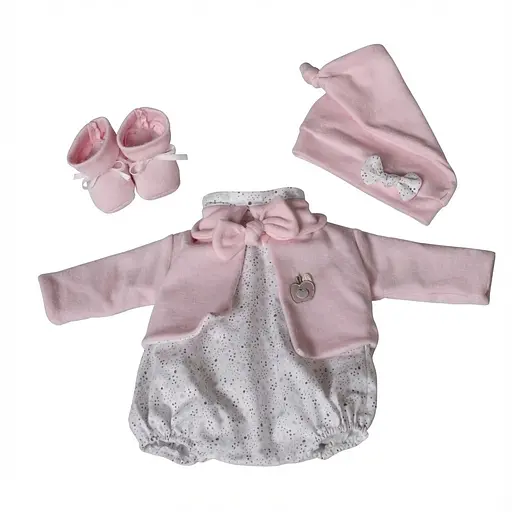 Набір одягу Munecas De Cuna для ляльки комбінезон + шапка + пінетки 45 см (R45222)
