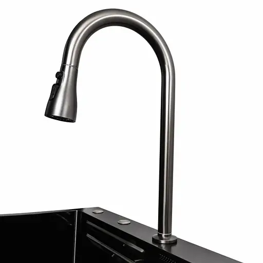 Кухонна мийка 75x45A PVD чорна Platinum Handmade Водоспад, Чорний - фото 3