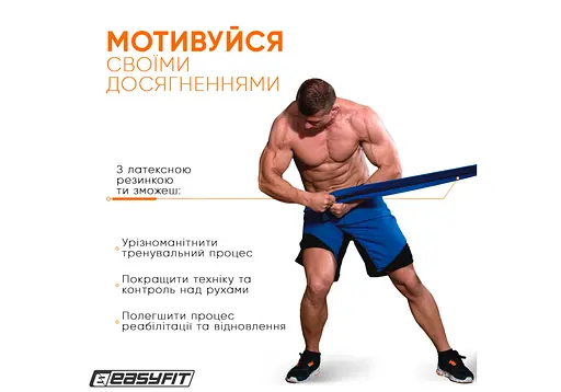 Гумова петля-еспандер Easyfit Origin 50-110 кг гумка для підтягувань, фітнесу та тренувань Синя (EF-1881-BL) - фото 5