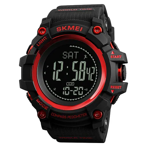 Наручний годинник чоловічий 1356RD Black-Red + Compass Skmei acs0030792