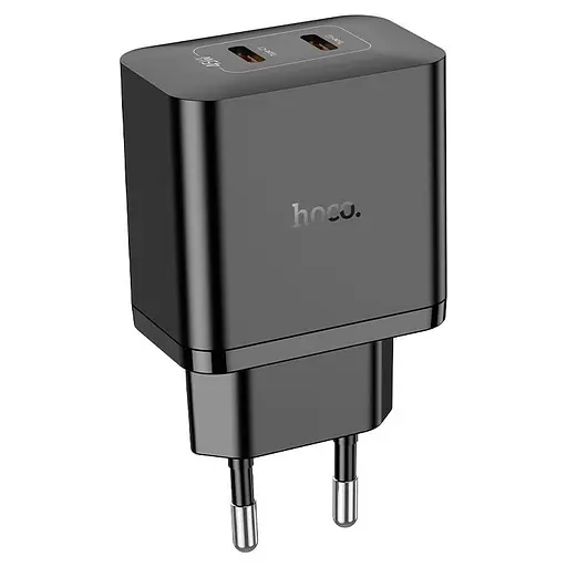 Сетевое зарядное устройство Hoco N35 Streamer dual-port PD45W GaN (2C) charger(EU) черный - фото 1