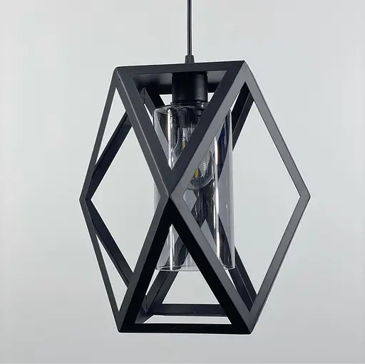 Світильник в геометричному металевому корпусі Line.F Колір плафона Янтарний - фото 2