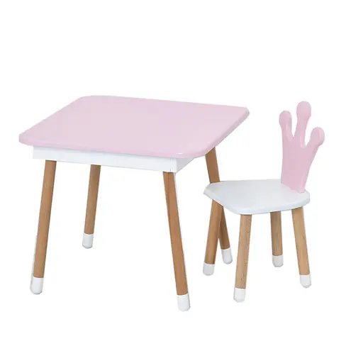 Столик зі стільцем "Корона" 06-025R-BOX з ящиком, рожево-білий