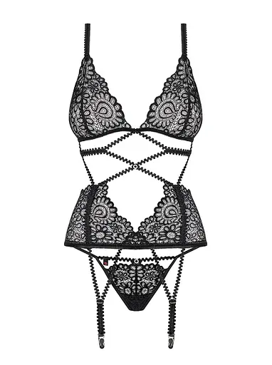 Комплект білизни - корсет і стрінги Obsessive Mixty L/XL чорний - фото 5