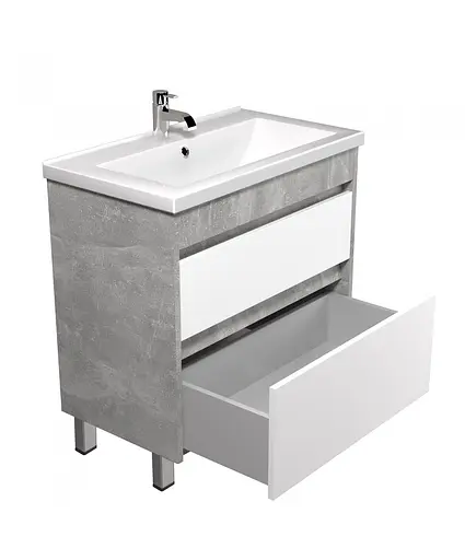 Тумба Мойдодир Polo Loft 80-U з умивальником Cosmo бетон з білим Сірий - фото 3