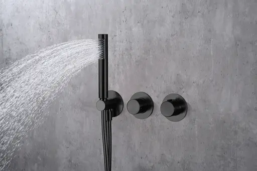 Душова система прихованого монтажу з термостатом Imex Assen чорний матовий GTA052/NG, Чорний матовий - фото 2