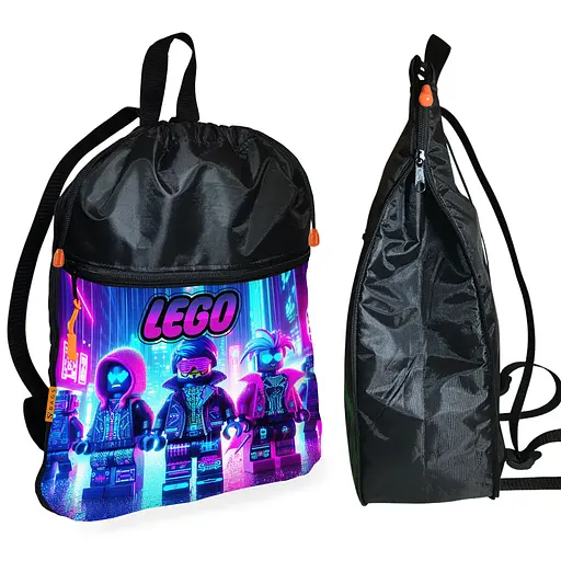 Рюкзак-мешок для обуви,спортивной формы Лего "LEGO" детская сумка для сменки с расширителем (01302)