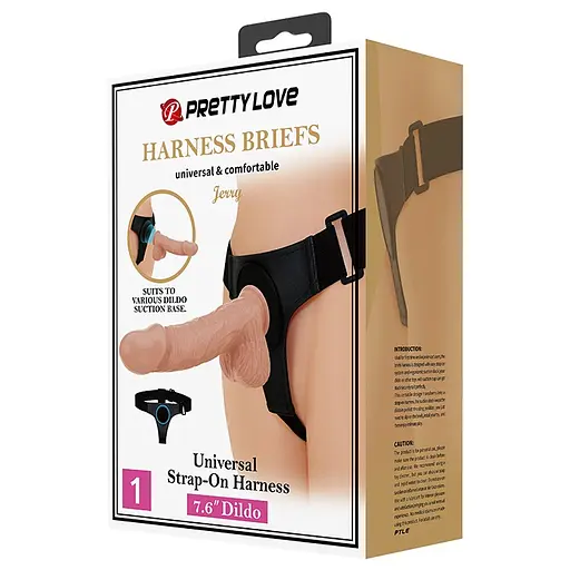 Страпон Pretty Love Harness Briefs Jerry 21.8 см телесный