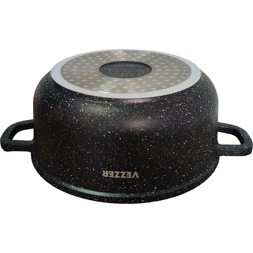 Уцінка. Каструля Vezzer з кришкою та силіконовими накладками на ручки 20 см 2.5 л чорна (VZ8004) - фото 4