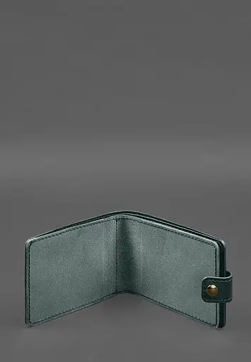 Кожаная обложка-портмоне для удостоверения участника боевых действий (УБД) Зеленая - фото 3