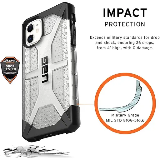 Оригинальный противоударный чехол UAG для iPhone 11 Plasma Ice 11171314343 прозрачный бампер - фото 10