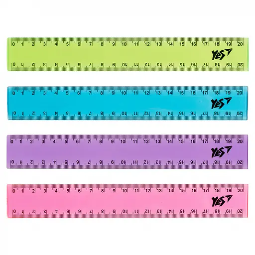 Лінійка YES, 20 см, кольорова, прозора, 12 шт. в упаковці