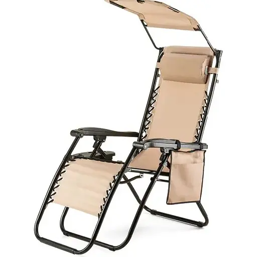 Шезлонг лежак Outtec Zero Graviti Sun раскладной с крышей беж
