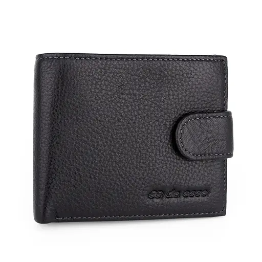 Портмоне чоловіче шкіряне De Esse LC47891-1 чорне на кнопці - фото 1