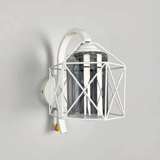 Металлическое бра в стиле Лофт в белом корпусе 28х17 см с плафоном Line F Арт. 8180/1W WT+GR - фото 1