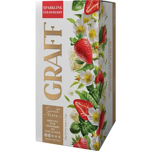 Набір: чай зелений та чорний Graff 1001 Passion з ароматом винограду та гранату 20 шт. x 1.5 г + чай зелений Graff Sparkling Strawberry з ароматом полуниці та базиліка 20 шт. x 1.5 г - фото 2