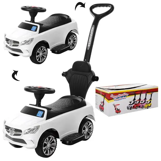Дитяча каталка Bambi M 3503C-1 з батьківською ручкою і багажником білий - фото 4