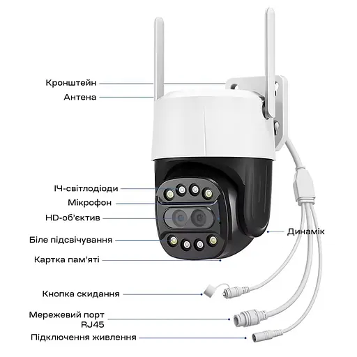 IP PTZ-відеокамера з WiFi 2Mp+8Mp Light Vision VLC-9284WI10Z/2C (Camhi Pro) f=3.6mm+8mm, ІЧ+LED-підсвічування, з мікрофоном (75-00296) - фото 8