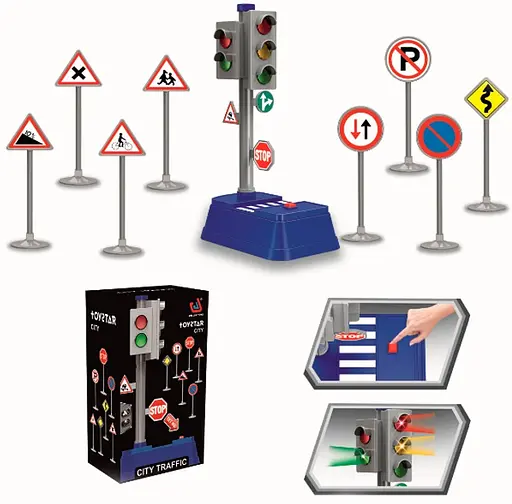 Набор игровой "Светофор и дорожные знаки" 666-03Q SHANTOU YISHENG (4812501175851) - фото 1