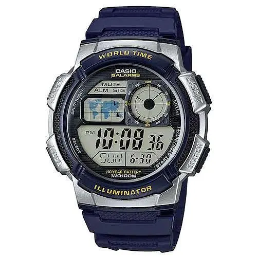 Мужские спортивные часы наручные электронные синие оригинальные Casio Collection AE-1000W-2AVEF