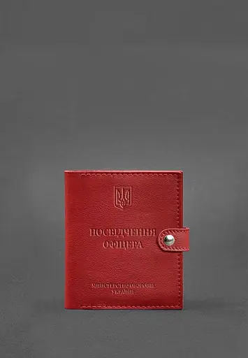 Кожаная обложка-портмоне для удостоверения офицера 11.0 красная - фото 2