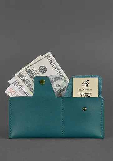 Кожаный портмоне-купюрник 8.0 зеленый - фото 3