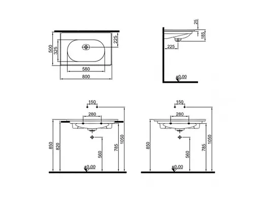 Умивальник Sanwerk Zero 2.0 80x50 (UV0000162), Білий - фото 2