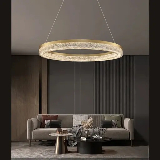 Золотая кольцевая люстра с эпоксидной смолой 60 см Line F Арт. MJ317-600 AB+CL - фото 1