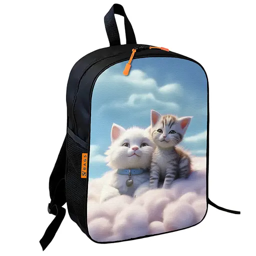 Рюкзак шкільний дитячий 36х27см з котиками на хмаринці, принтом кошеняти для хлопчика/дівчинки (00680)