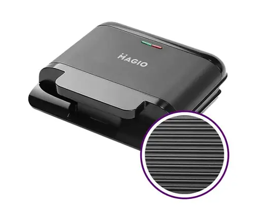 Сэндвичница-гриль Magio MG-378 с антипригарным покрытием черная 750 Вт - фото 2