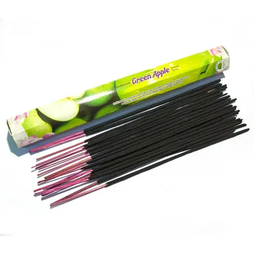 Аромапалички вугільні Darshan Green apple Зелене яблуко 20 шт.