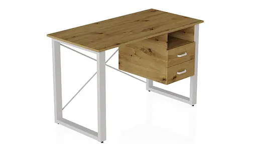 Письмовий стіл із ящиками Ferrum-decor Оскар 750x1400x600 метал Білий ДСП Дуб Артізан 16 мм (FRD-103246)