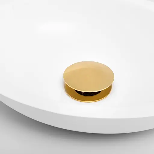 Донний клапан для умивальника Yoka click-clack L.gold без переливу BK.POP-14-BP-GLD, Золотий - фото 2