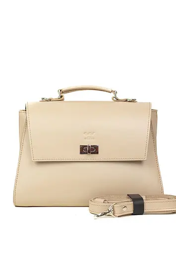 Жіноча шкіряна сумка Classic бежева - фото 2