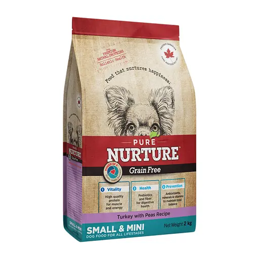Сухий корм Pure Nurture для собак малих та дрібних порід на всіх стадіях життя, з індичкою та горохом 2 кг - фото 1
