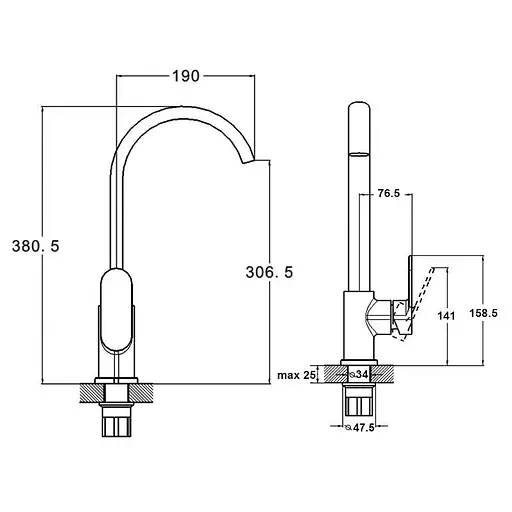 Змішувач для кухні Troya LOB4-A128 одноважільний 30412 - фото 3