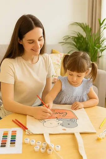 Набір екосумка-розмальовка „Милі зайченята“ бавовна 220 г/м2 38х42см ROSA Talent [CD] - фото 2