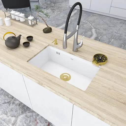 Кухонна мийка під стільницю біла Nett NW-7042, Білий - фото 7