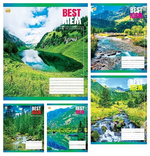 Зошити учнівські 24 аркуша клітинка Тверда Природа, 20 шт. в упаковці