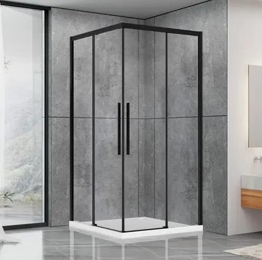 Душевая кабина Dusel DL194B Black Matt 90x90, Черный матовый, Универсальная, прозрачная, 90x90 - фото 1