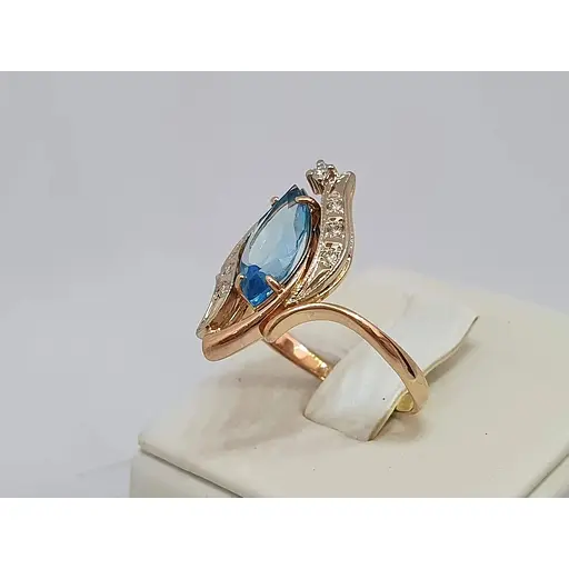 Золоте кільце Гаразд з діамантами і топазом. 3022188 19 - фото 3