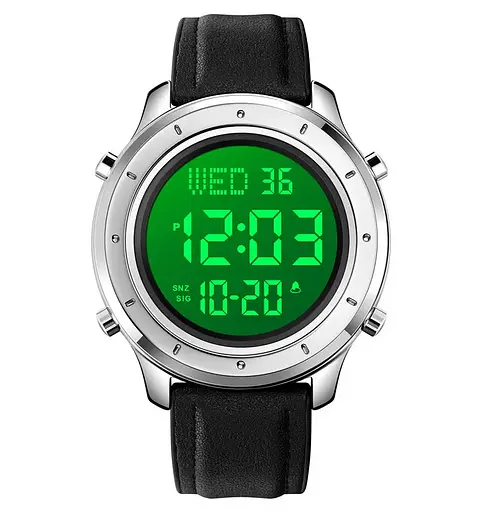 Чоловічий наручний електронний годинник Skmei 1864 (Сріблястий з білим циферблатом) - фото 3