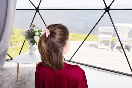 Набір із 2 шовкових резинок для волосся Чумацький Шлях S+L - два режими фіксації рожевий (1241-02) - фото 7