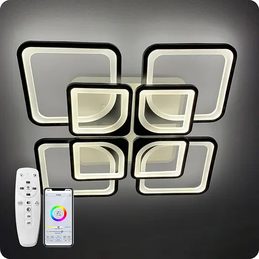 Люстра світлодіодна 517 Dlight 3color с пультом 190Вт Черний (01625) - фото 1