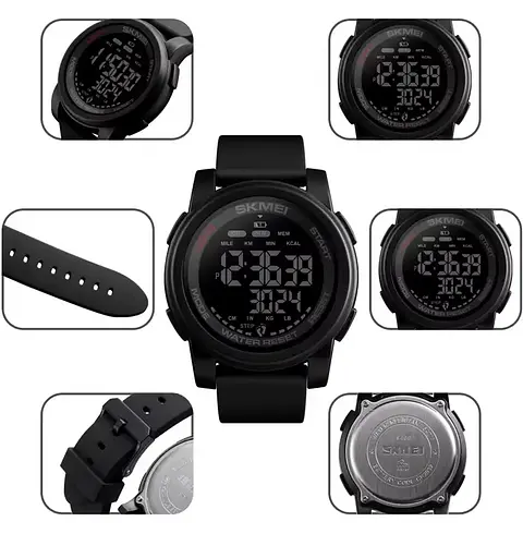 Мужские спортивные часы Skmei 1469 Fitness (Черный с черным) - фото 8