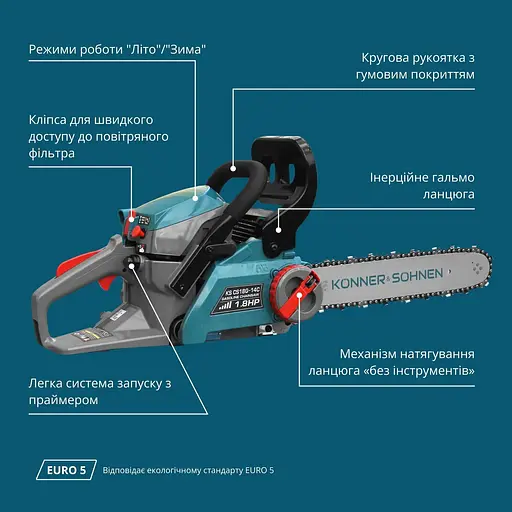 Пила бензиновая Konner & Sohnen (KS CS18G-14C) - фото 8