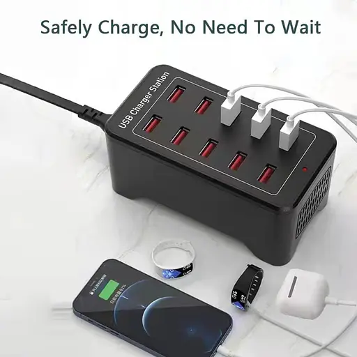 Зарядна станція ILEPO багатопортова на 10 USB портів 50 Вт / мережевий мультизарядний пристрій (19011) - фото 8