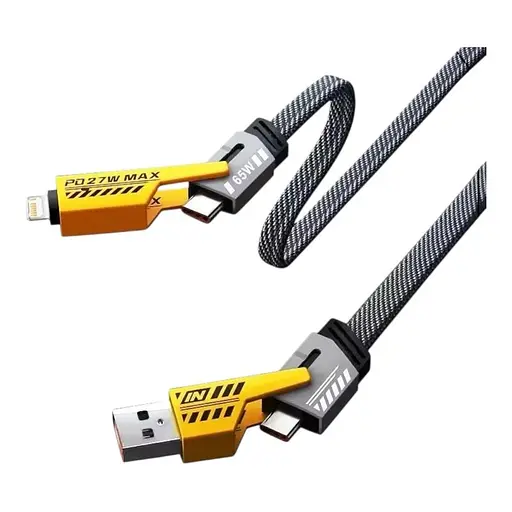 Кабель для быстрой зарядки 4 в 1 PD 60W шнур трансформер для зарядки гаджетов 1,5 метра - фото 3