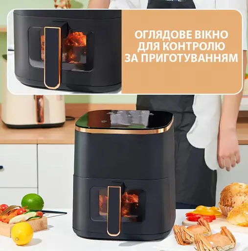 Аэро фритюрница Bitek BT-5335 сенсорная безмасляная воздушная 3500 Вт 7.5 л Черный - фото 2